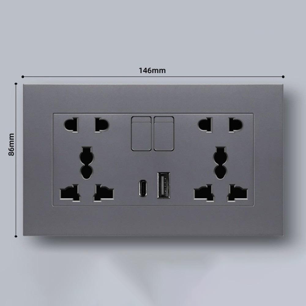 Tomada de Interruptor de Montagem na Parede Plástico Tomada Carregador USB Instalação Elétrica