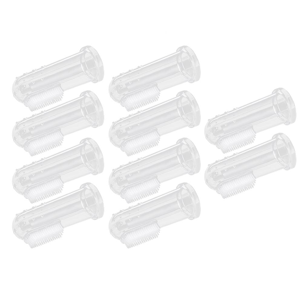 10pcs Baby Finger Toothbrush Infant Silicone Soft Finger Toothbrushes for NewbornPink Shell