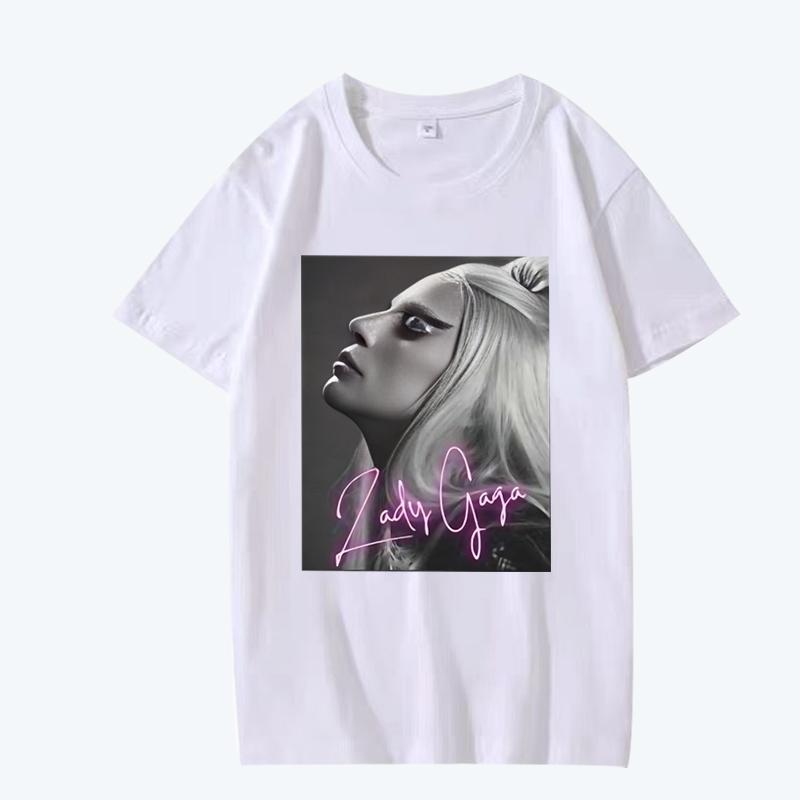 Lady Gaga Hudební zpěvačka Tričko Unisex Dámské Oversized 100% Bavlna Horký Výprodej Krátký Rukáv Letní Módní Potisk Unisex Větší Velikosti Topy
