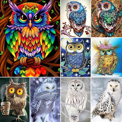 5D DIY Rundes Diamantgemälde Tierdiamantstickerei „;Eule"; Mosaikbild, Mosaik, Strass, Kreuzstich-Set, Dekoration, Geschenk