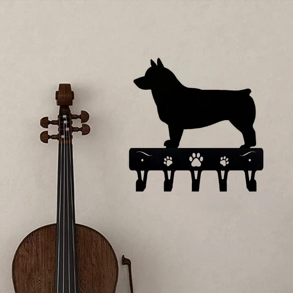 1pc Swedish Vallhund Key Rack Dog Leash Hanger - 9 Inch/6 Inch Wide Metal Wall Art for Wall Hanging and Hooks