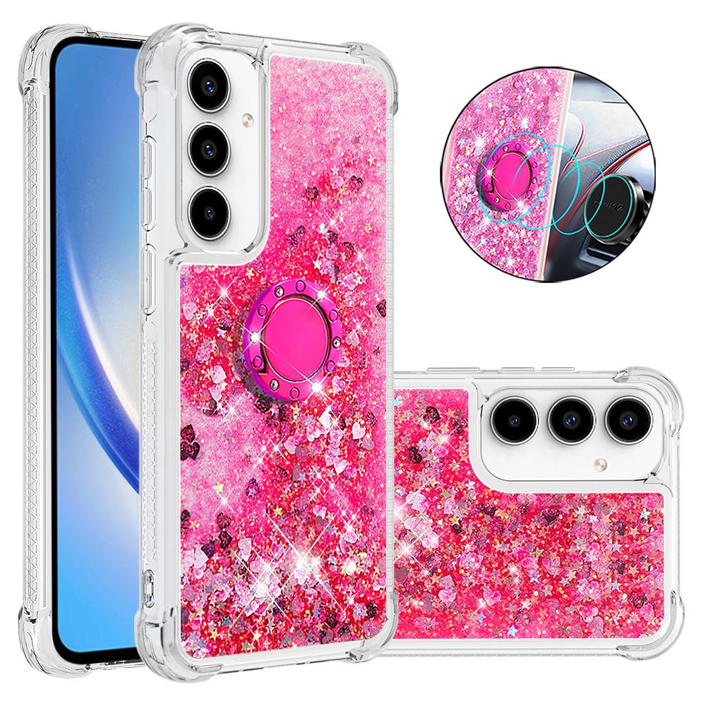 

For Samsung Galaxy A35 5G TPU Case with Kickstand Quicksand Shockproof Cover Pink/Hearts
