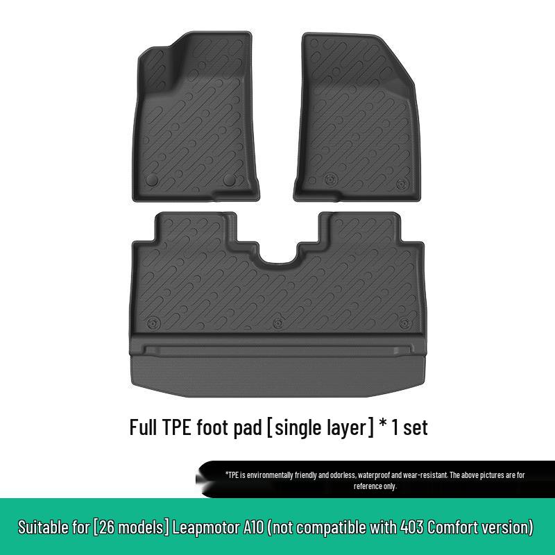 Fits 26 Leapmotor A10 models: custom TPE car floor mats and eco-friendly trunk mat.