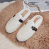 Fashion 2025 Women Belt Buckle Wool Pantuflas Shoes Flats Slip On Sheep Fur Slippers Ladies Home Slides Femmes Cotton Lambswool Mules