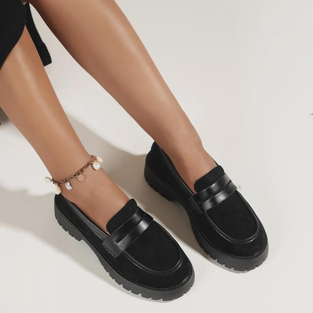 2024 Frühling/Herbst Leopardenmuster Britischer Stil Dicksohlige Loafer für Damen