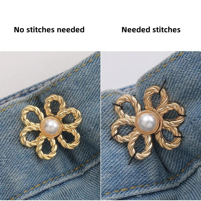 Waist Metal Flower Invisibility Decoration Couple Buckles Pants Skirts Size Change From Large To Small Adjustable Tighten