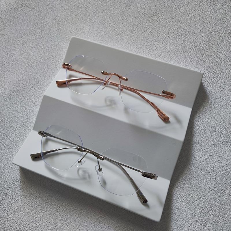 2pcs/Set Rimless Anti-blue Light Glasses For Women Men Fashion Designer Blue Light Blocking Computer Goggle Office Accessory