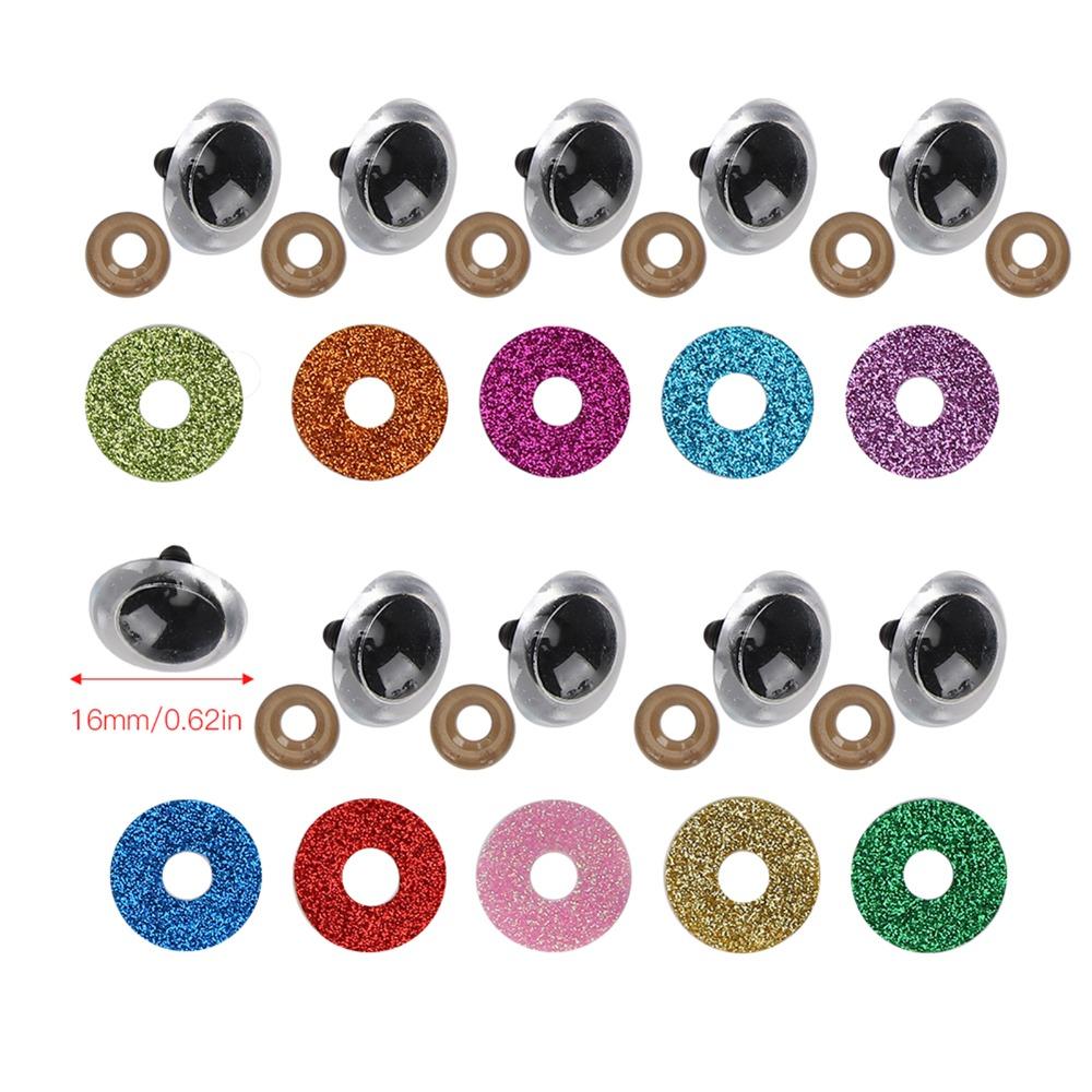 100PCS DIY Handmade Accessories Colorful Glitter Safety Eyes Plastic With Washers Glitter Safety Eyes Crochet Eyes Puppet