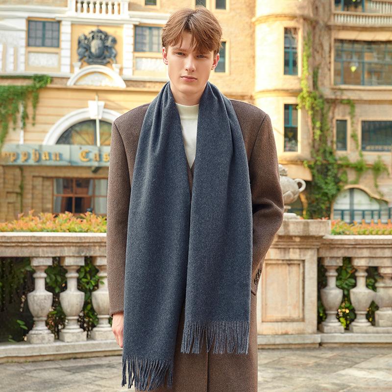 Men's Solid Color Scarf Autumn and Winter New Versatile Wool Scarf Korean Atmosphere Cashmere Scarf Women's Winter Warmth