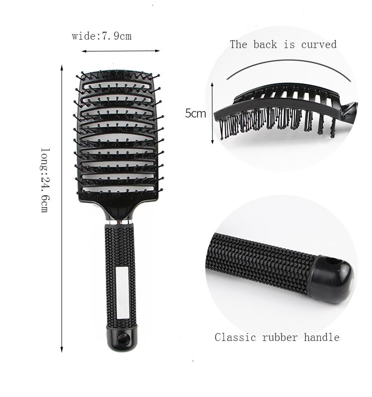 Nylon Boar Bristle Brush Teeth Top Selling Vent Hair Brush Rubber Handle Detangling Hair Comb Oval Scalp Massage Brush for Women