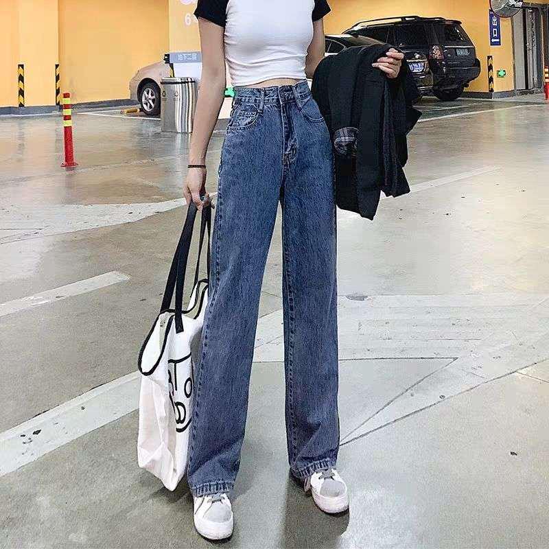 Women s Autumn High Waist Wide Leg Jeans XL
