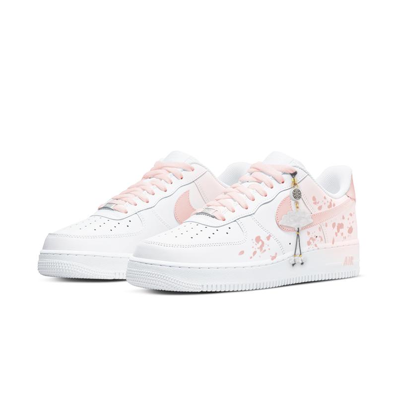 Nike Air Force 1 Slip Resistant Abrasion Resistant Low Top Skateboard Shoes Women's Pink White DD8959-100(Team598-)