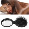 Mini Folding Mirror Hair Brush Home Travel Portable Round Pocket Cushion Hair Brush for Straight Curly Hair