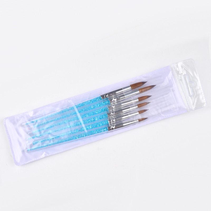 Sky Blue Acrylic Diamond & Crystal Nail Art Pen Set, 6-Piece