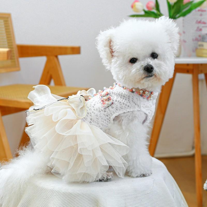 PETCIRCLE Small Medium Dog Dress Floral Knit Pet Skirt Clothing