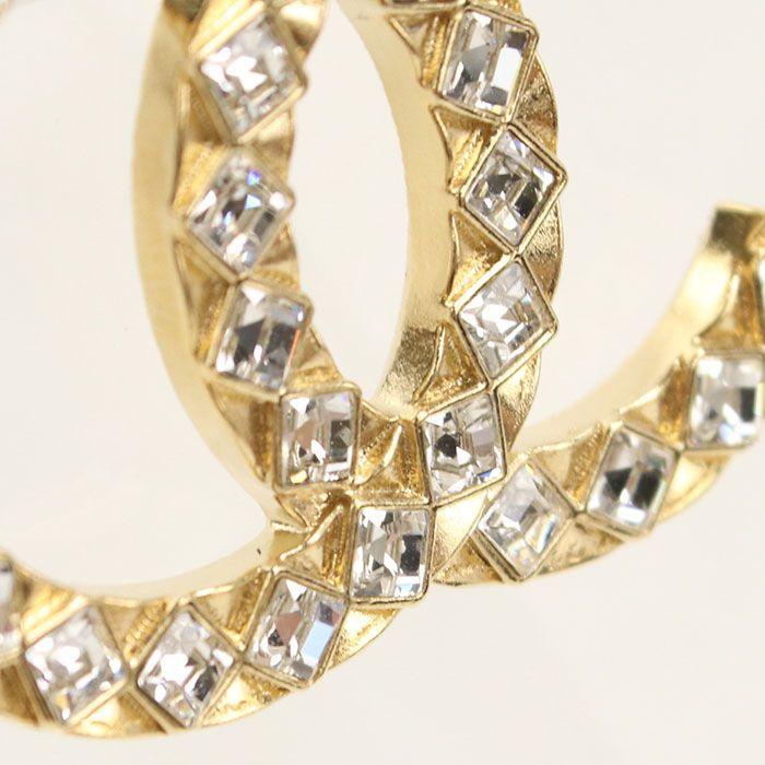 Used CHANEL Rhinestone CC Mark Brooch Metal [Used] Women's