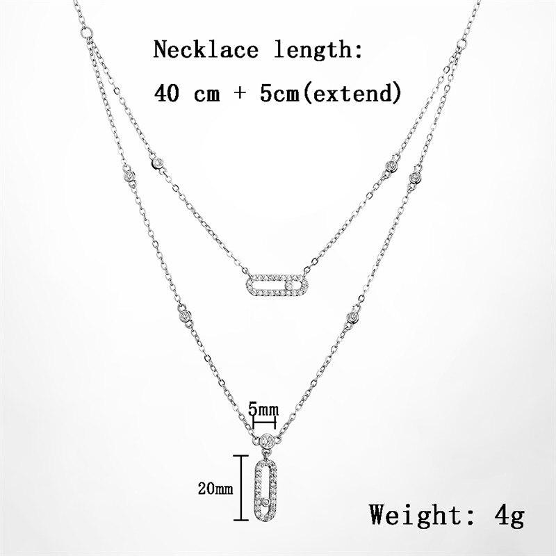 Luxury Copper-color AAA Zircon Choker Two-Layers Necklace Simple Shiny Pendants For Women Fine Zircon