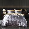 Luxury Satin  Bedding Set with Flat Sheet Duvet Cover High End Bedding Set  High Density Satin  Solid Color Bedding