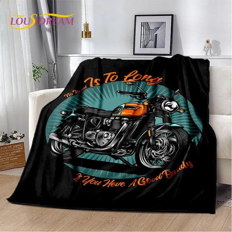 Pătură de pluș moale cu craniu de motocicletă retro, vintage, pătură de flanel, pătură pentru sufragerie, dormitor, pat, canapea, husă de picnic