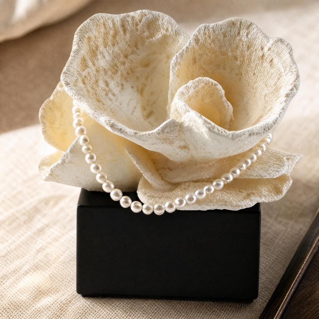 Sculptural Petal Highlight with Ebony Base Textured Tabletop