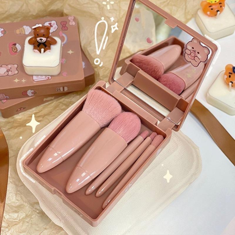 Travel 5 Mirror Box Makeup Brush Set Portable Multi-function Powder Brush Powder Blusher Beauty Tool