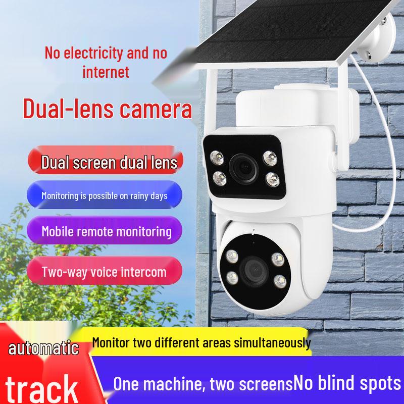 

4G Solar-Powered Dual-Lens Outdoor Night Vision HD Camera 4MP 4G (no SIM)