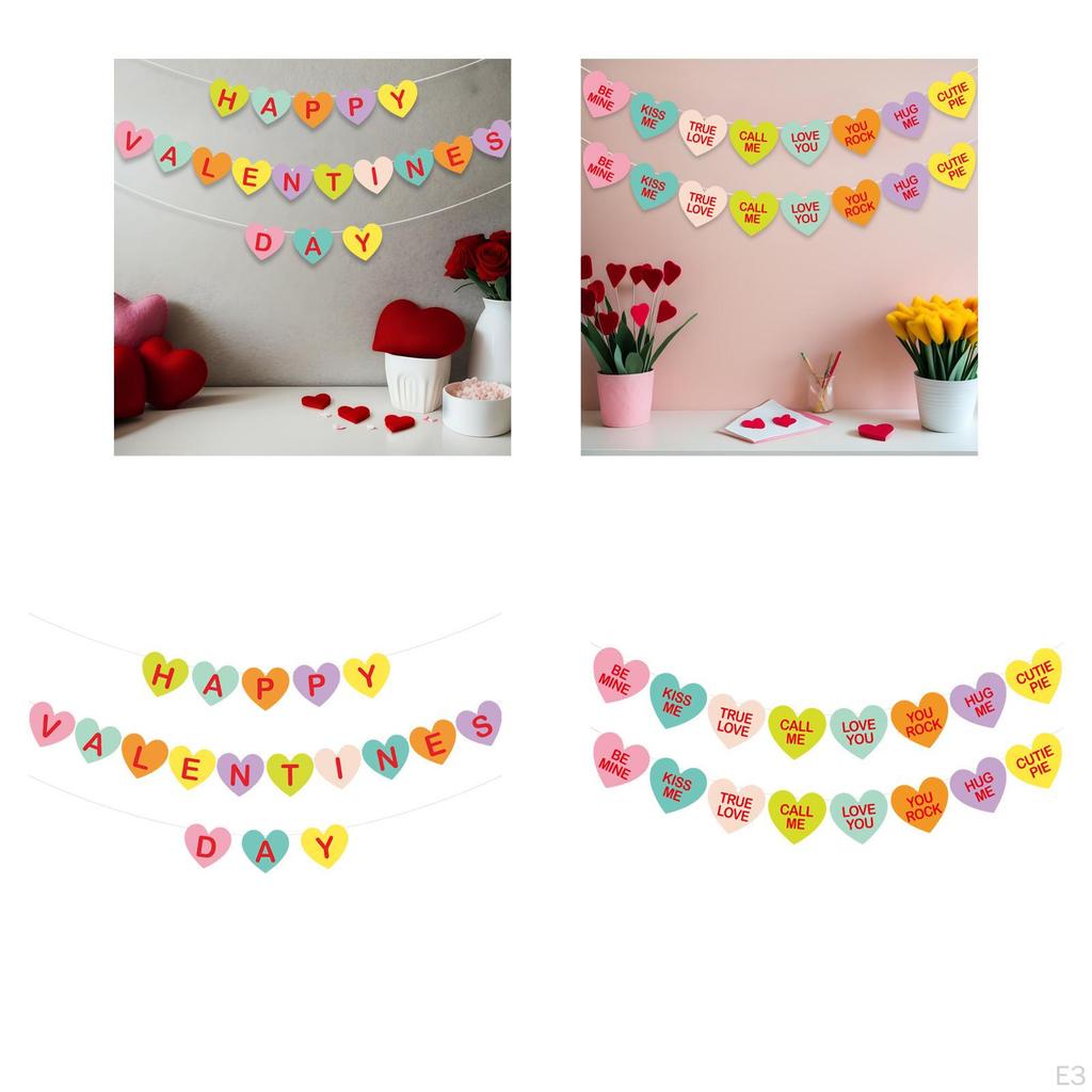 Heart Banner Hanging Garland Decorations, DIY Valentine's Day Decor for