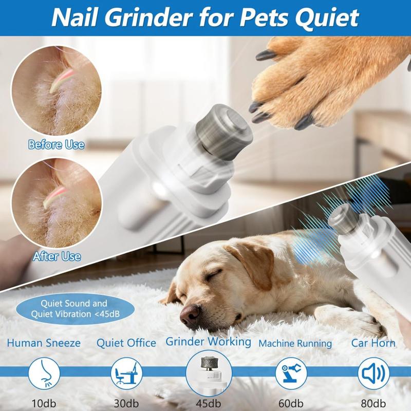 2 In 1 LED Pet Nail Clippers and Grinder, Rechargeable Dog Cat Nail Trimmer with File, Safe Grooming Tool for Small Medium Pets