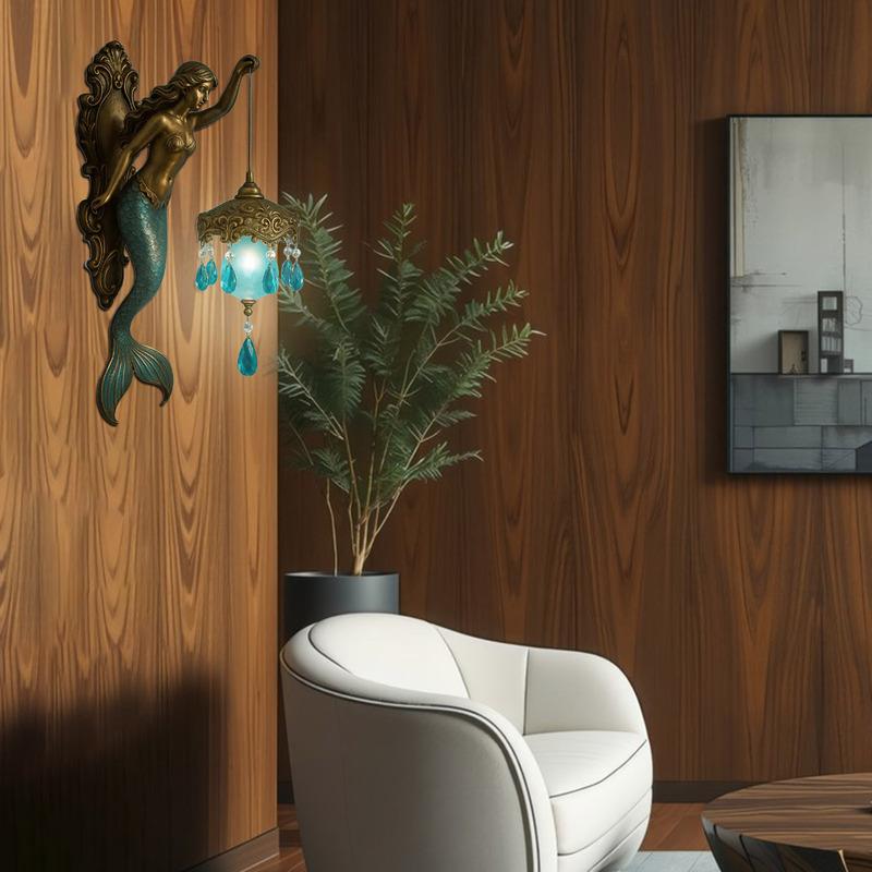 Wall Lamp Retro Base Design Night Light Statue Wall Lamp Ocean Themed Artwork Suitable For Bedroom Hotel Easter Eggs Decorations