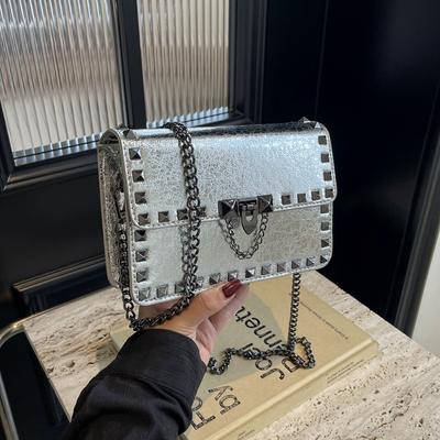 Small Shoulder Bags with Studs for Women  Punk Style Crossbody Bag  Chain Bag  PU Leather Bags  Women's Designer Bags