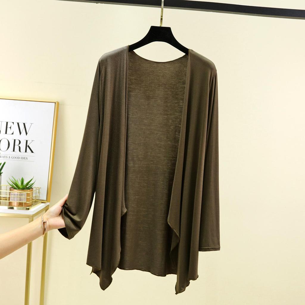 Podzim Léto Ochrana proti slunci Oblečení Ženy Modal Cardigan Dámská Šátek Svrchní oblečení Žena Cardigany s dlouhým rukávem Ženy Tenký kabát