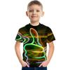 Kids Boys' Children's Day T Shirt  Short Sleeve Green White Rainbow 3D Print Optical Illusion Color Block Tee