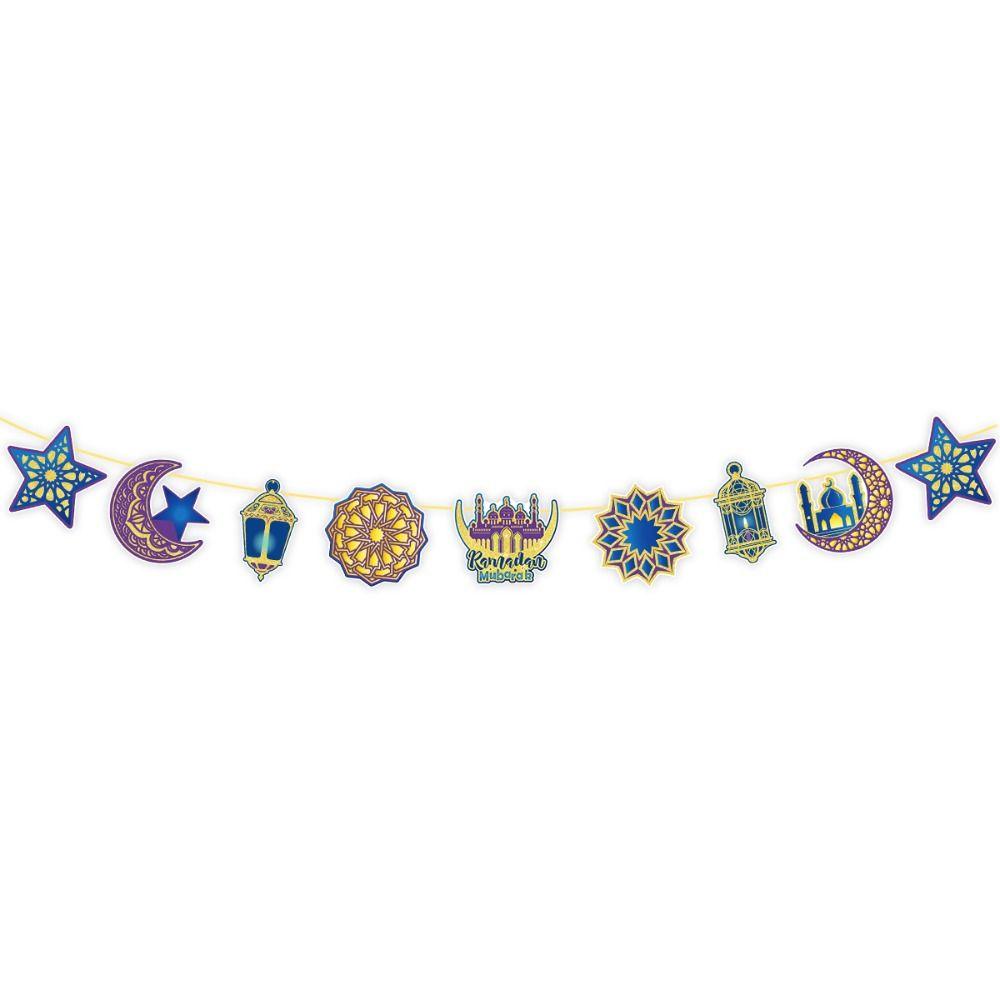 Moon and Stars Eid al-Fitr Paper Bunting Ramadan Hanging Ornament Islamic Decoration