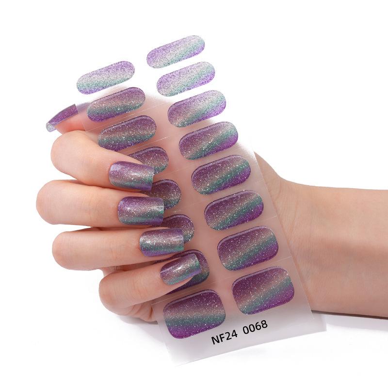 New Semi-cured Gel Nail Stickers, 16-finger Cat Eye Glitter UV Nail Stickers, Cured Under A UV Lamp.