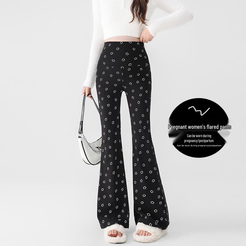Maternity Flared Pants - Spring/Summer 2026 Collection - Lightweight, Micro Flare, Smiley Detail Large чёрный
