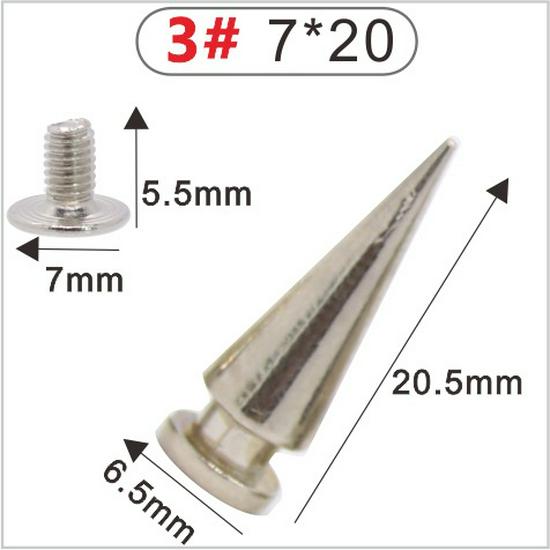 Punk Spike Alloy Bullet Rivet Horn Cone with Base Screw for Apparel, Bags, Shoes