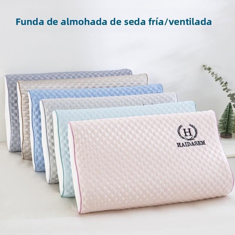 Summer Ice Silk Latex Pillowcase for Kids Breathable Memory Foam Pillow Cover 30x50 40x60 Double Sided Zipper Design