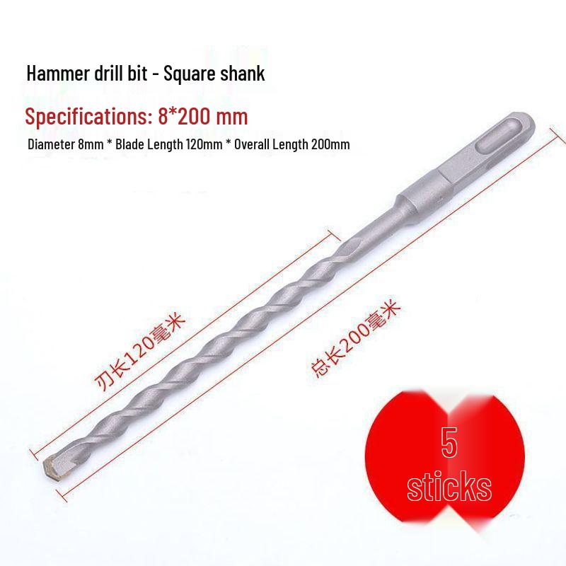 Extended Rotary Hammer Drill Bit for Concrete, Stone, and Brick