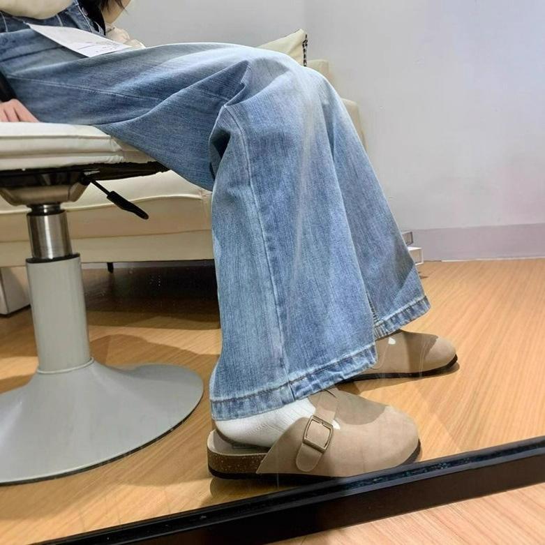 Design Sense Blue Straight Jeans Women's Year Washed Loose Large Size High-waist Skinny Drapey Sense Wide-legged Long Trousers Long Denim Pants