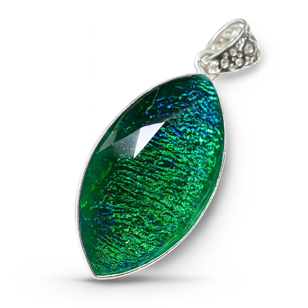 Opal Pendant 81.5 ct Bi-Color Marquise Cut Lab Grown Brazilian Stone October Birthday Birthstone