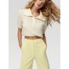 Summer New Collar Hollow Knitted Short Sleeved Sweater Women'S Bubble Sleeve T-Shirt Female Simple Knitted Sweater