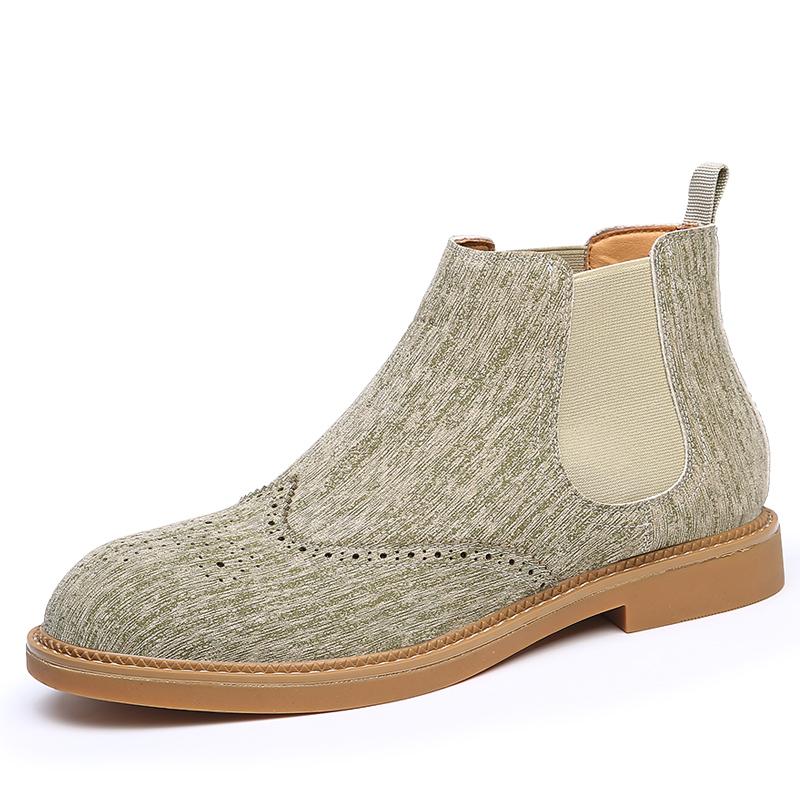 Suede Leather Men's Chelsea Boots Stylish Brand High Top Shoes Comfortable Male Ankle Boots Outdoor Business Shoes Casual Botas