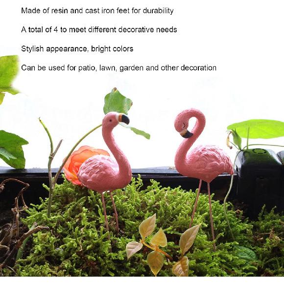 Flamingo Yard Statue, Resin Material 4 Pcs Cute Flamingo Gifts Fine Details for Patio