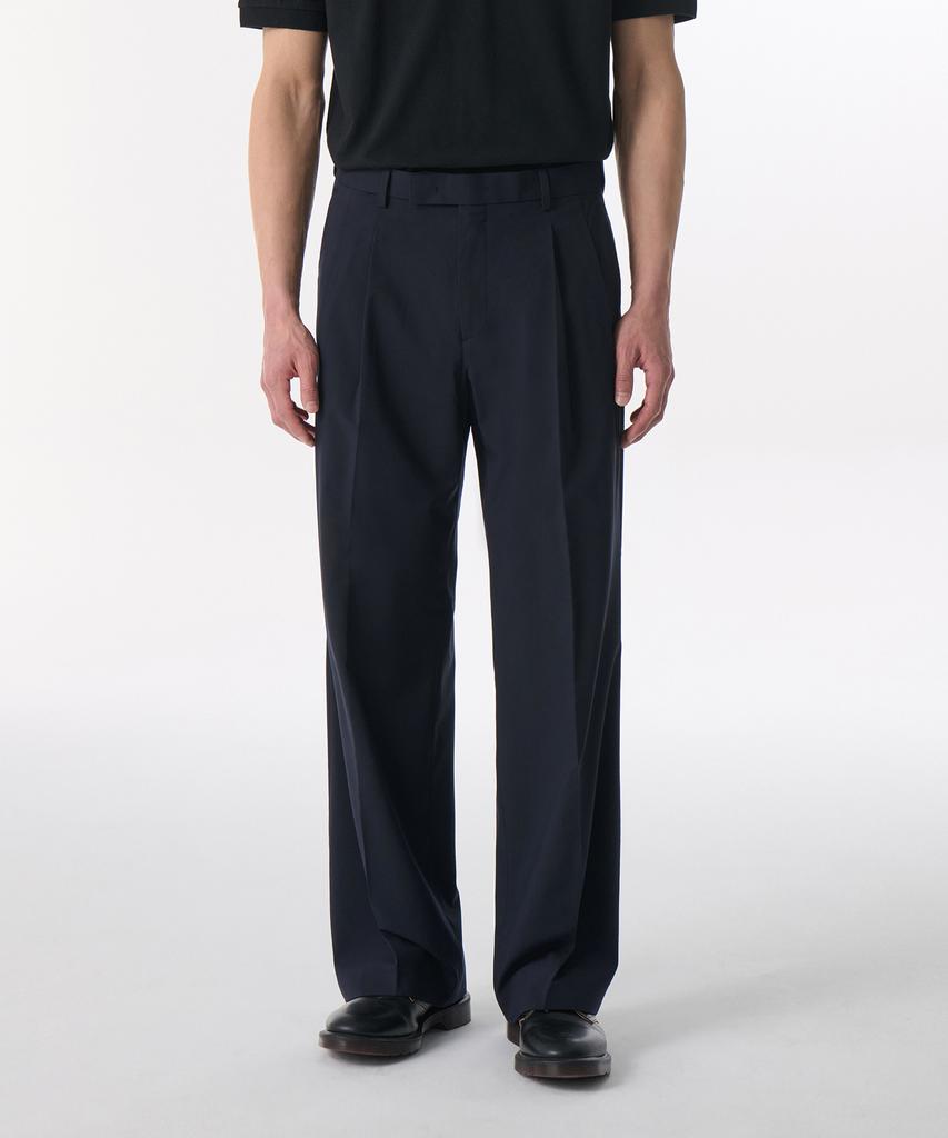MUSINSA STANDARD [Cooltandard] Real Wide Hidden Banding Slacks [Navy]