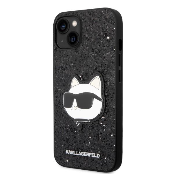 Karl Lagerfeld KLHCP14MG2CPK iPhone 14 Plus / 15 Plus 6,7" schwarz/schwarz Hartschalenhülle Glitzer Choupette Aufnäher