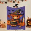 Halloween Cute Calf Wizard Pumpkin Print Flannel Blanket - Warm and Comfortable - Suitable for Bed, Home, Camping, Decoration