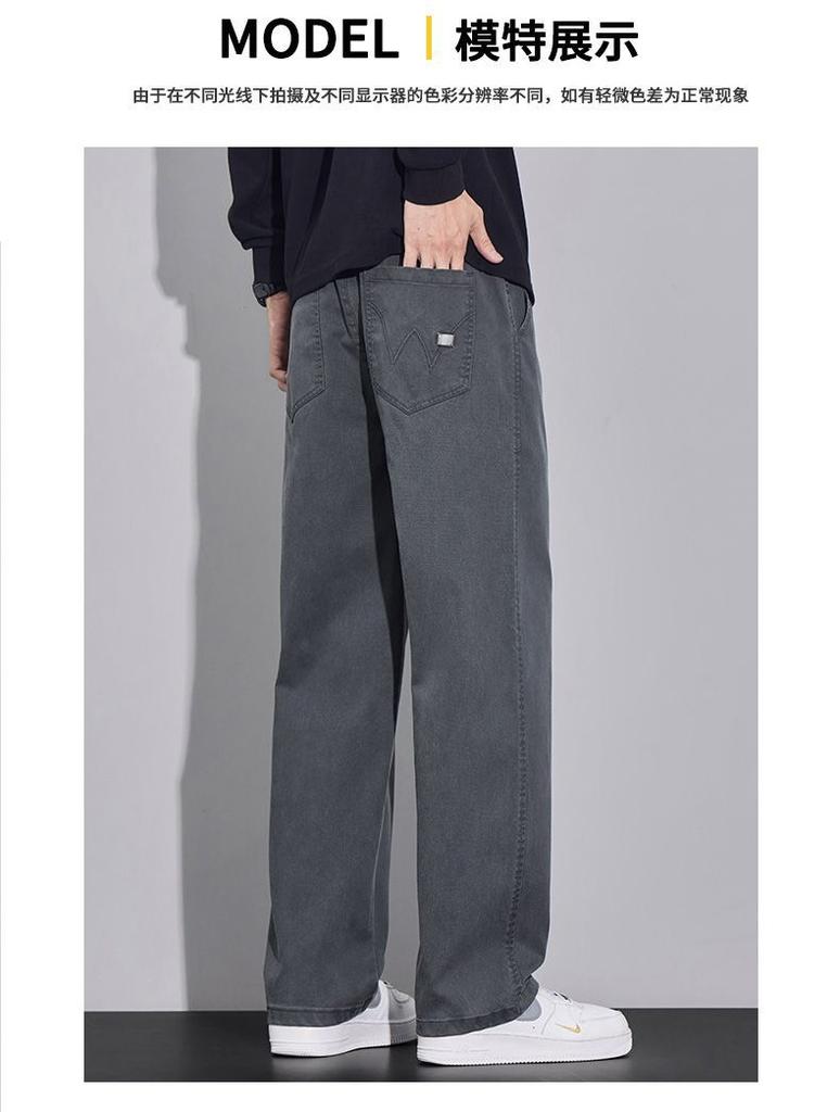 Autumn new four-season large-size army green imitation cow loose straight casual pants men's very light PANTS