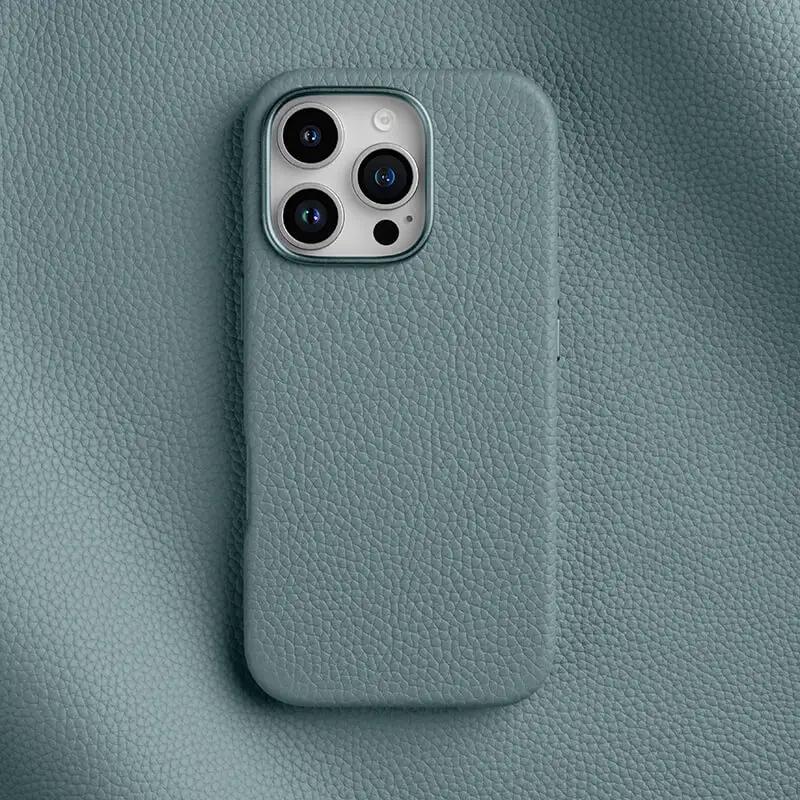 

Melkco Ring Magnetic Charging Leather Case for iPhone 16 Pro Max 16 Plus Metal Camera Len Genuine Cowhide Full Protection Cover for iPhone 16