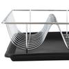 3 Piece Chrome Dishrack with Self Draining Tray Side Caddy Non Slip Feet Kitchen Storage Organizer Flatware Drying Rack