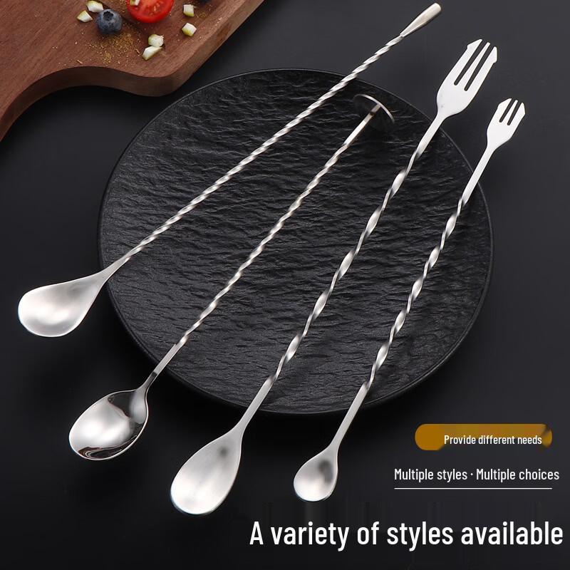 Long Handle 304 Stainless Steel Cocktail Spoon & Fork